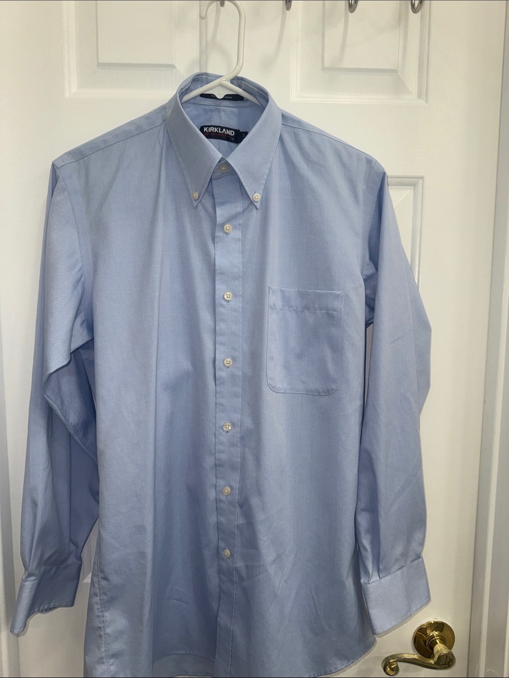 Kirkland Signature Light Blue Button-Down Dress Shirt with Chest Pocket